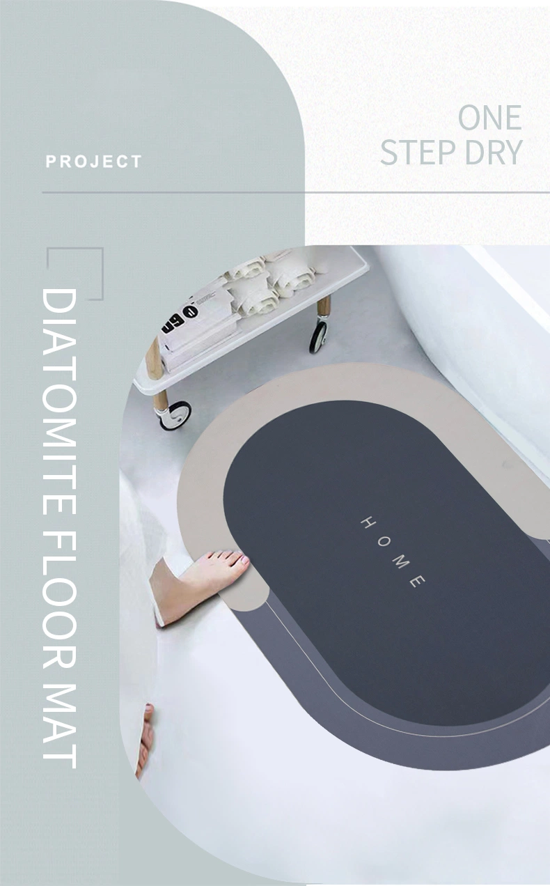 Wholesale Super Absorbent Fast Drying Anti Slip Cheap Custom Rubber Diatomite Bathroom Mat Bath Rug