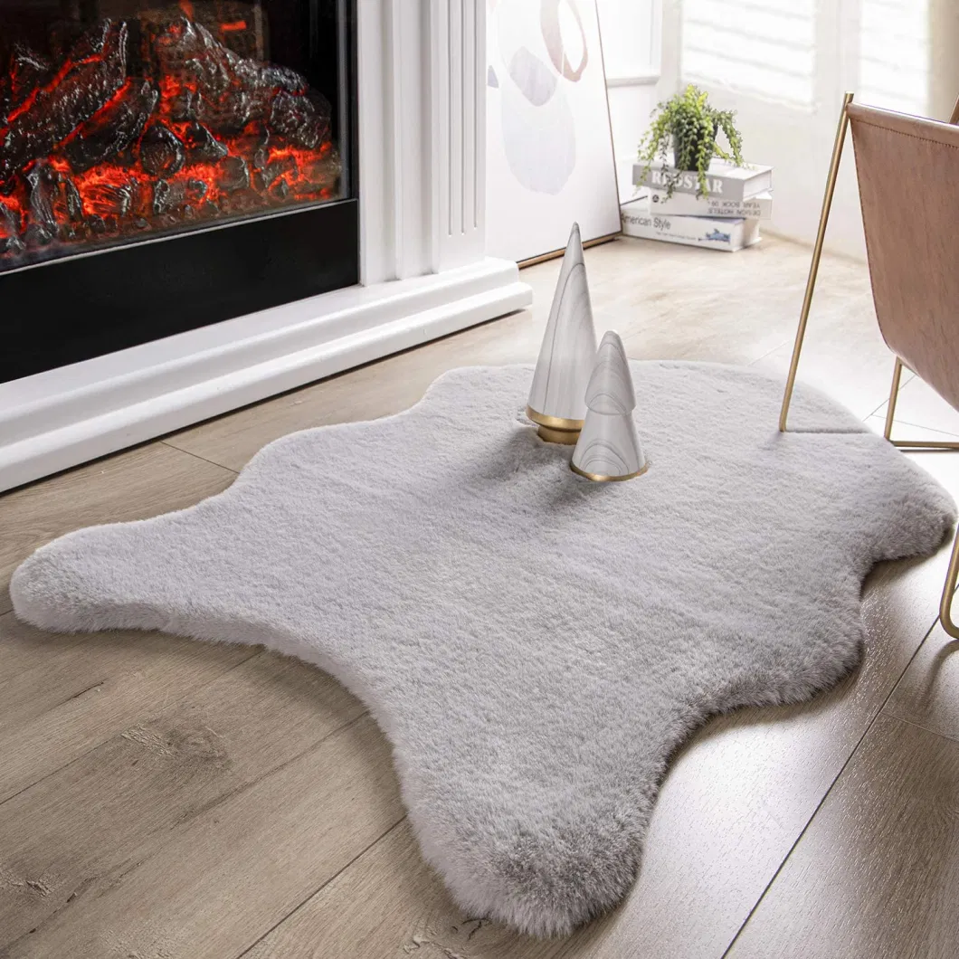 Ultra Soft Faux Rabbit Fur Rug, Area Rugs for Bedroom Floor Living Room, Carpet Accent Rugs White