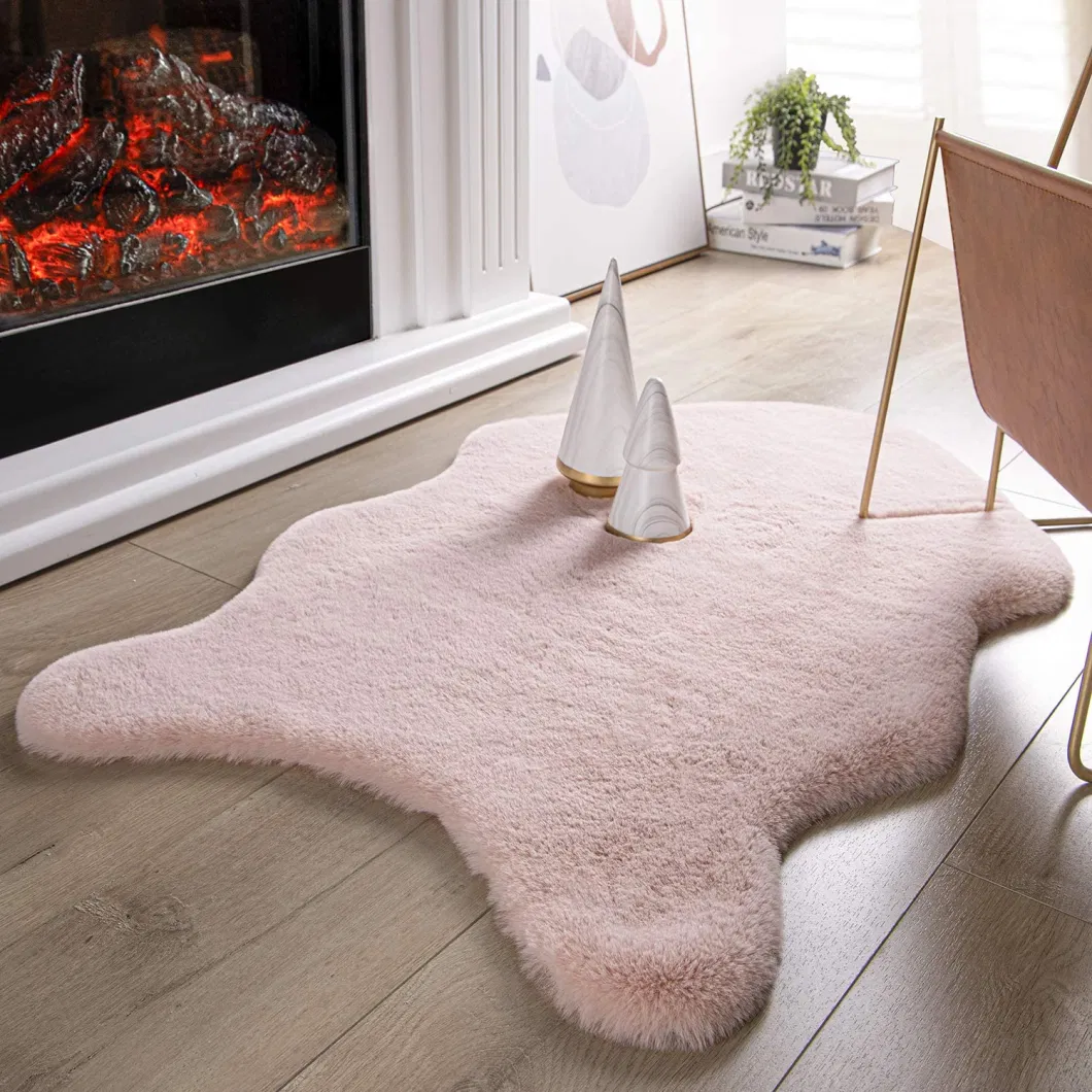 Ultra Soft Faux Rabbit Fur Rug, Area Rugs for Bedroom Floor Living Room, Carpet Accent Rugs White
