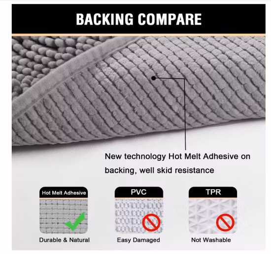 17"*24" Grey Bath Mat Bathroom Chenille Rug